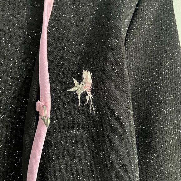 Request Jeans Y2K Black Sparkly Long Sleeve Top with Undershirt, Clip Front - Picture 5 of 5